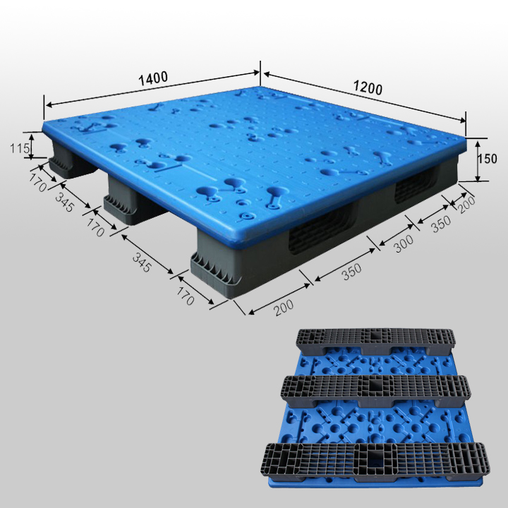 Extra high load capacity blow molding plastic pallet 1400x1200x150mm