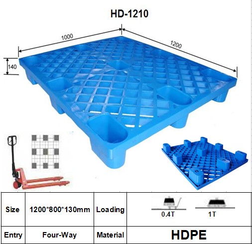 Plastic Pallet with 9 Legged Support, Nestable, Grid.