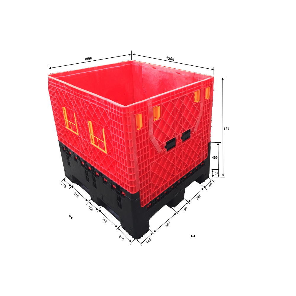 1200*1000*975 Heavy Duty Hdpe Foldable Plastic Pallet Box