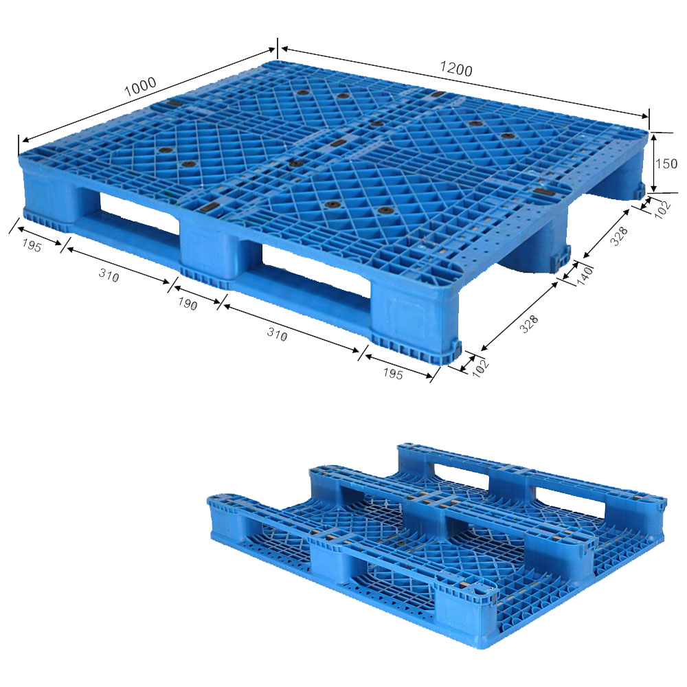 1200*1000 Three Runners Closed Deck Nestable Plastic Pallets