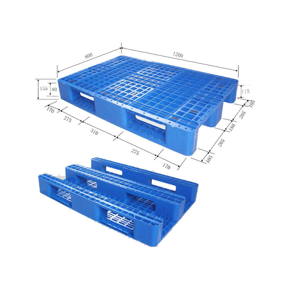 1200*800 Three Runners Open Deck Recyclable Industrial Plastic Pallet