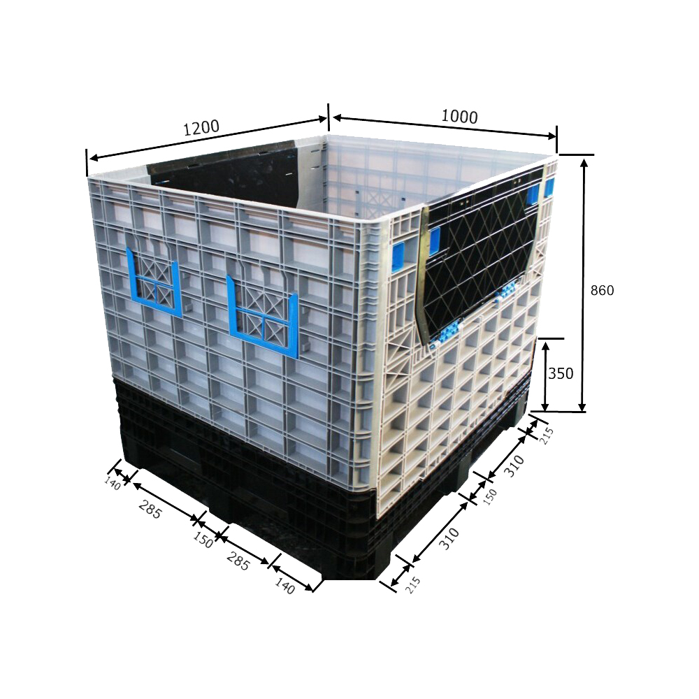 1200x1000x860mm Reusable Industrial Rigid Collapsible Plastic Pallet Box