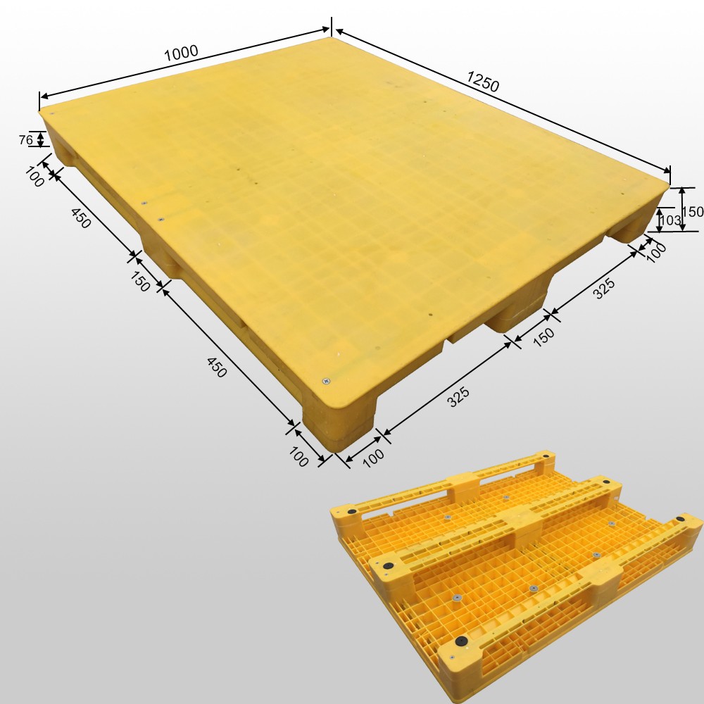 1250*1000*150 mm plastic pallets with 3 runners and closed deck